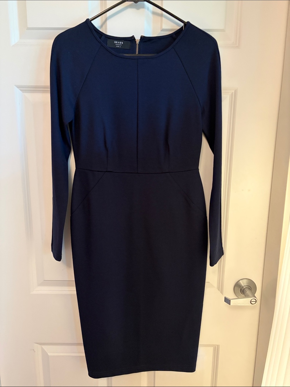 Navy Long-Sleeve Sheath Dress